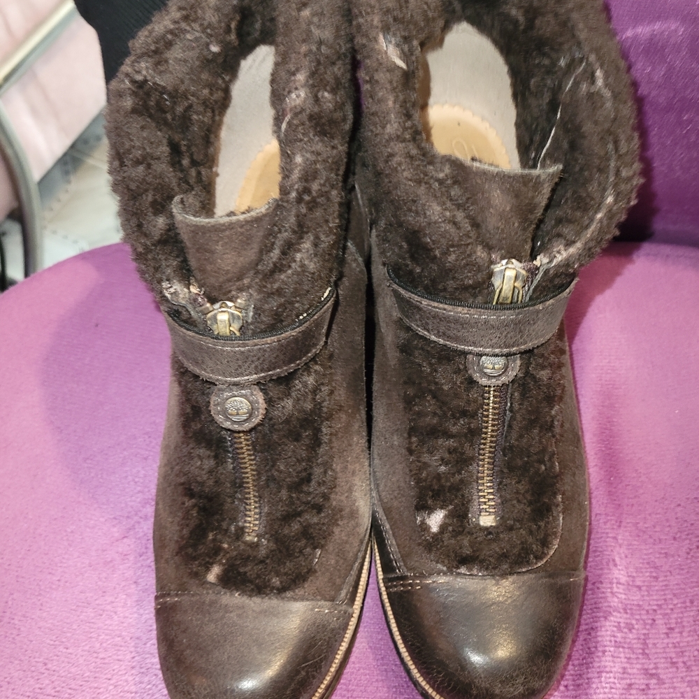 Timberland Suede & Leather Wedge Booties 9